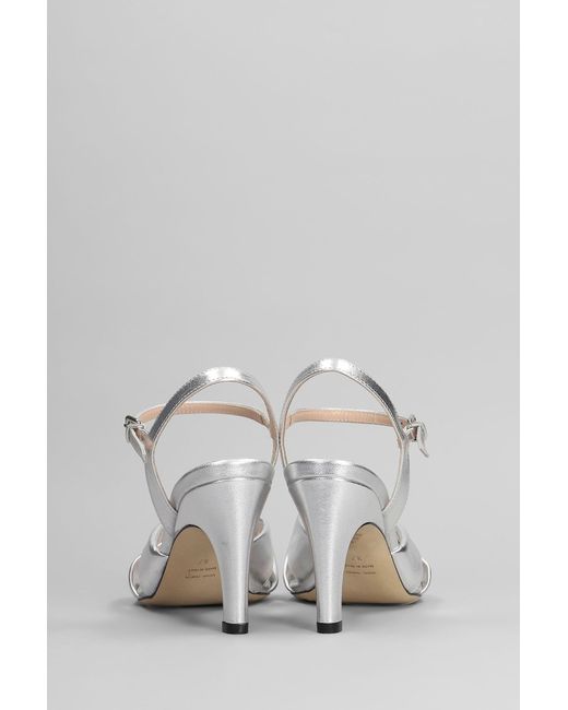 Evaluna White Sandals In Silver Leather