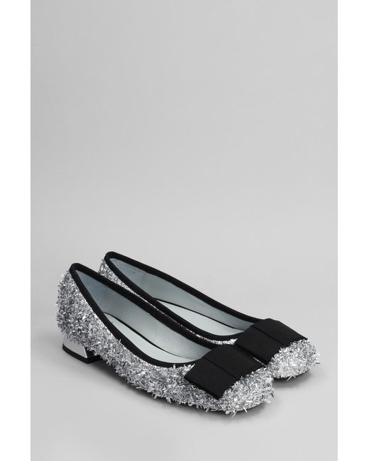 Ballerine Sisko in pelle e tessuto Argento di Festa in Gray