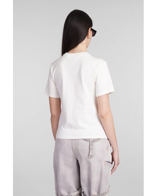 T-Shirt in Cotone Bianco di Palm Angels in White
