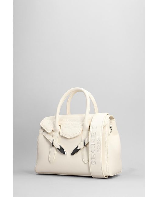 Secret Pon-pon Natural Yalis Rodeo Small Shoulder Bag In White Leather