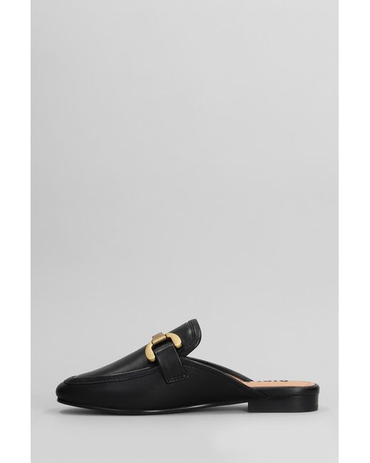Slipper-Mule Vela Loafer in Pelle Nera di Bibi Lou in Black