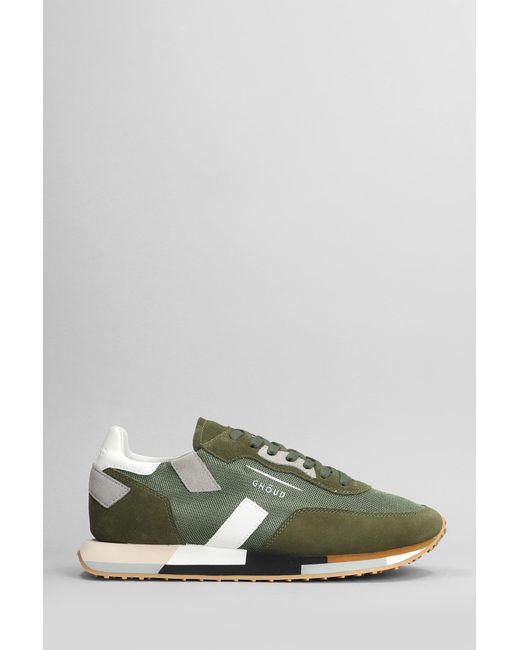 GHOUD VENICE Rush Multi Sneakers In Green Suede And Fabric for men