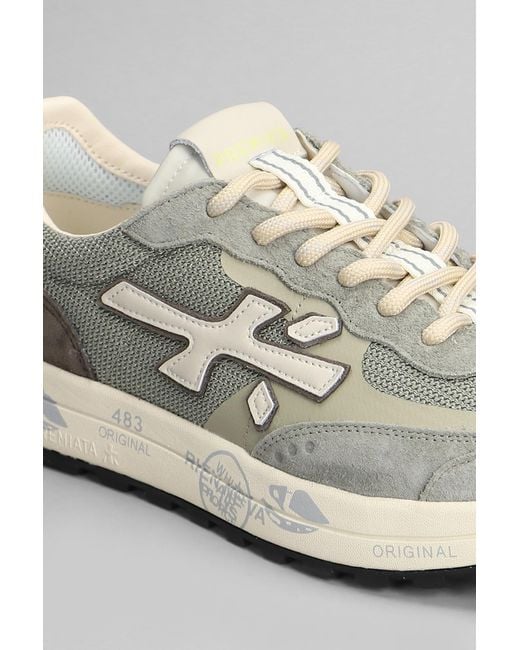 Sneakers Nous in Camoscio e Tessuto Grigio di Premiata in White da Uomo