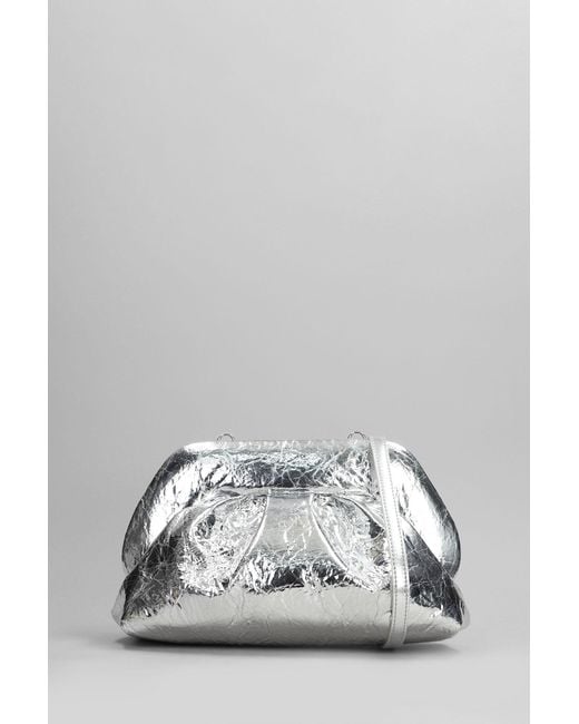 THEMOIRÈ Gray Tia Pineapple Fabric Clutch In Silver Faux Leather