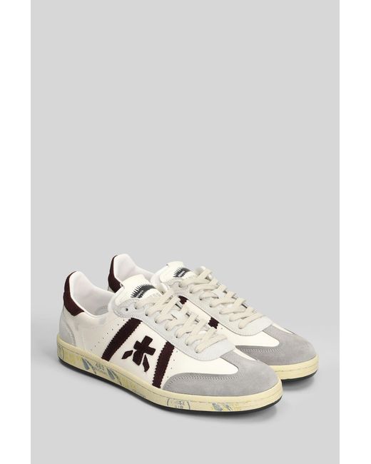 Premiata Black Bonnie Sneakers In White Suede And Leather for men