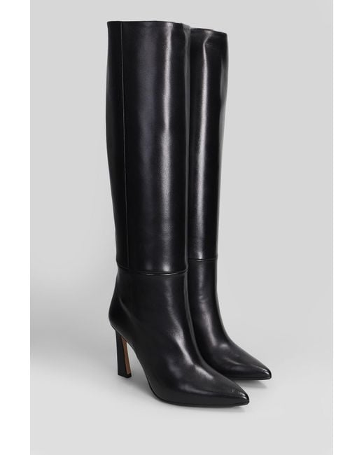 Anna F. High Heels Boots In Black Leather