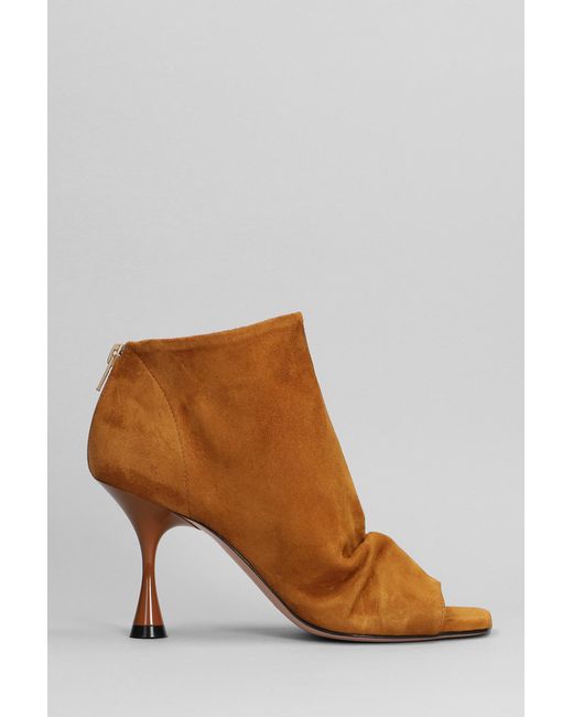 Marc Ellis Brown High Heels Ankle Boots In Leather Color Suede