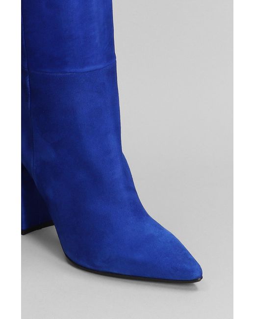 Anna F. High Heels Boots In Blue Suede Lyst