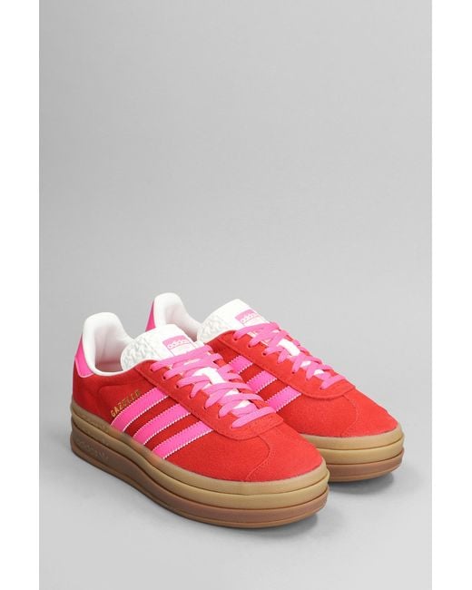 Adidas Gazelle Bold Sneakers In Red Suede