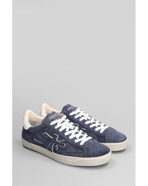 Sneakers Steven in Camoscio e Tessuto Blu di Premiata in Blue da Uomo