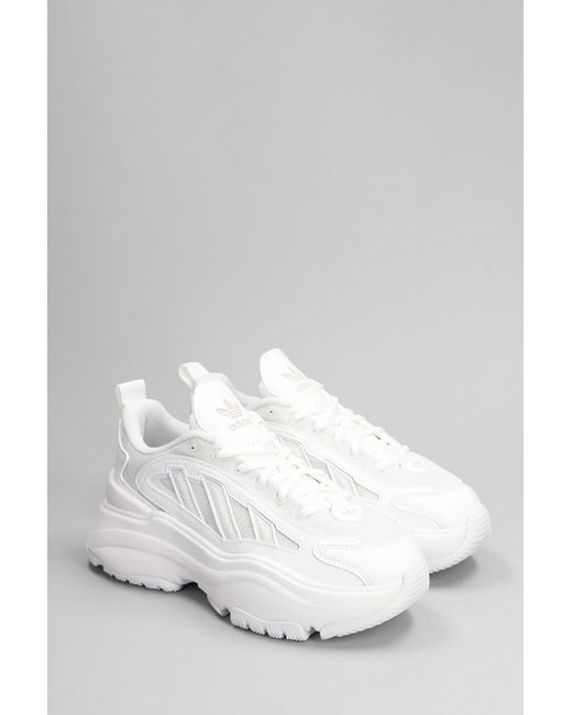 Adidas Ozgaia Sneakers In White Leather And Fabric