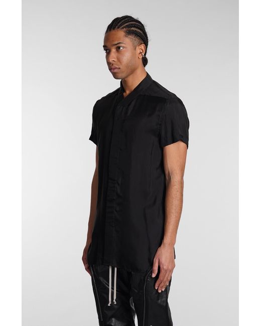 Camicia Golf shirt in Cupro Nero di Rick Owens in Black da Uomo