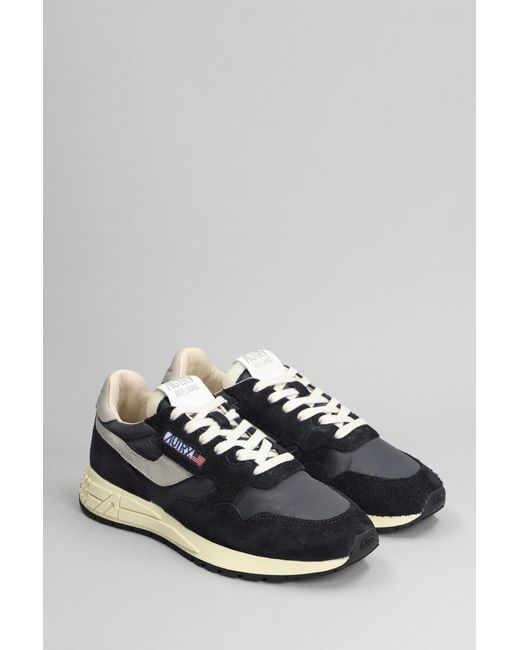 Autry Reelwind Sneakers In Black Suede And Fabric for men