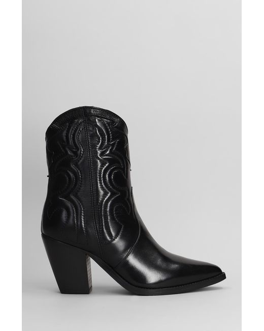 Tronchetti texani in Pelle Nera di Julie Dee in Black