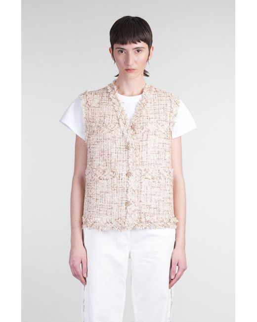 IRO White Ozya Casual Jacket In Beige Polyester