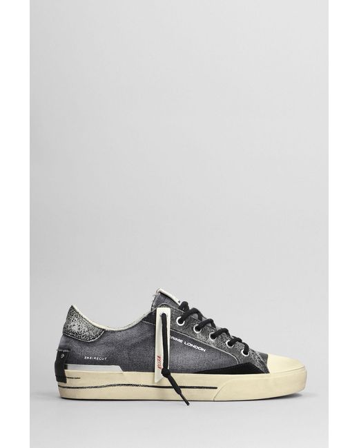 Crime London Recut Low Sneakers In Black Fabric for men