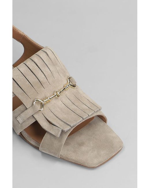 Carmens Gray Sally Trim Sandals In Taupe Suede