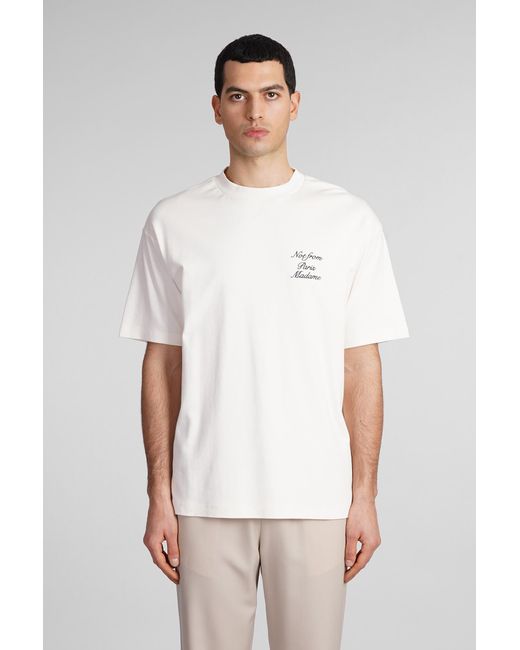 Drole de Monsieur White T-shirt In Beige Cotton for men