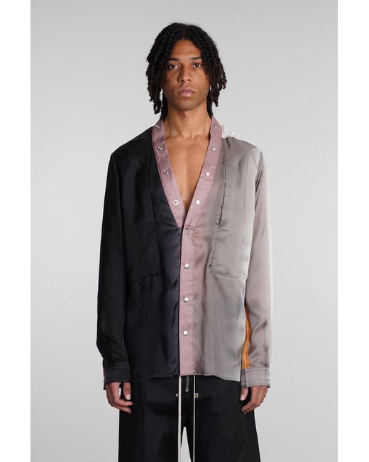 Rick Owens Black Larry Fogpocket Shir Shirt In Multicolor Polyamide Polyester for men