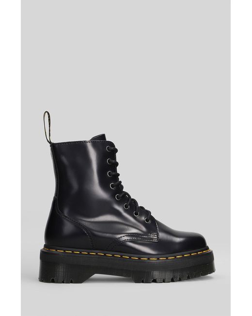 Dr. Martens Jadon Combat Boots In Black Leather