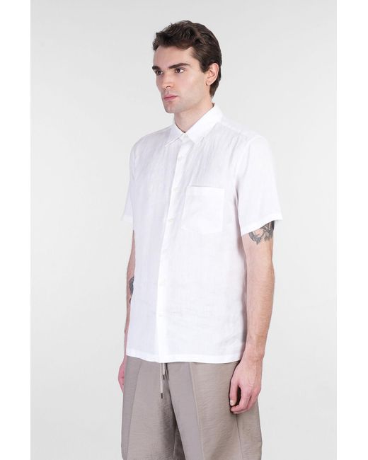Camicia in lino Bianco di Theory in White da Uomo