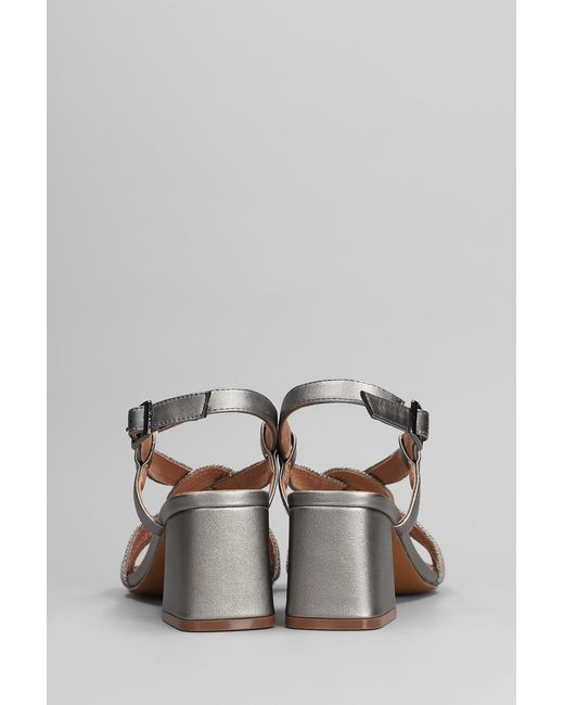 Bibi Lou Multicolor Alia Sandals In Gunmetal Leather And Fabric