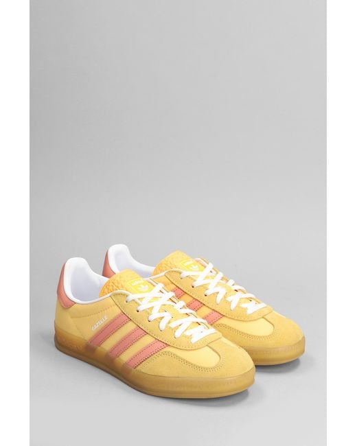 Adidas Gazelle Indoor Sneakers In Yellow Suede And Fabric