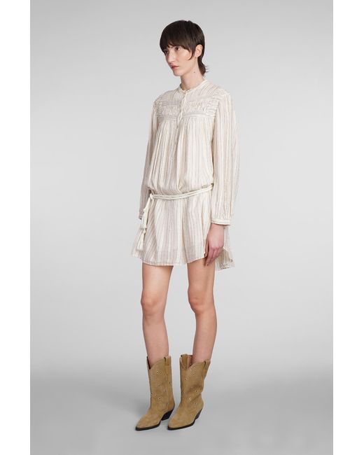 Isabel Marant White Leozi Dress In Beige Cotton