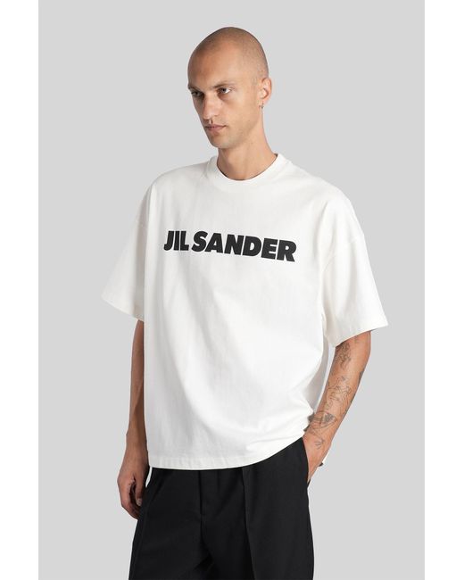 T-Shirt T-shirtcn ss in Cotone Bianco di Jil Sander in White da Uomo
