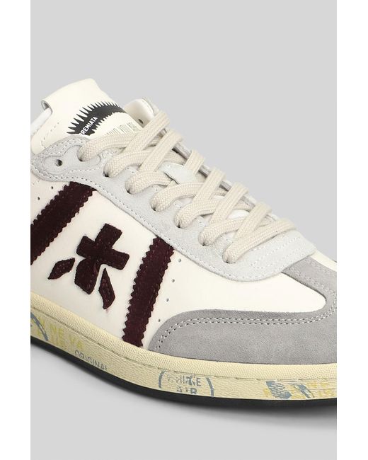 Premiata Black Bonnie Sneakers In White Suede And Leather for men