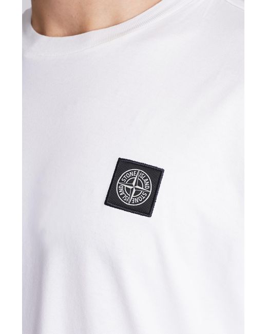 T-Shirt in Cotone Bianco di Stone Island in White da Uomo