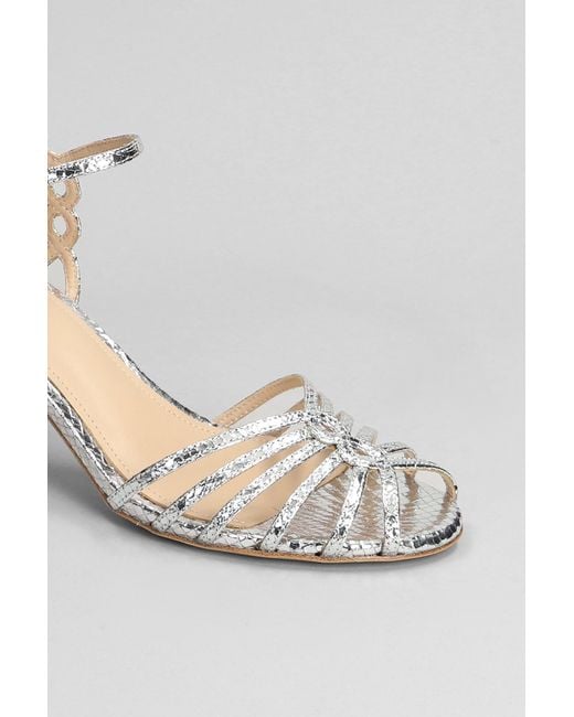 Lola Cruz White Tango 65 Sandals In Silver Leather