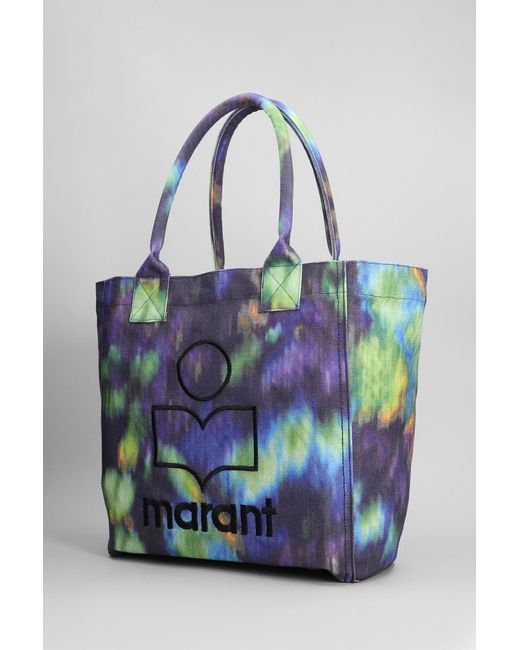 Isabel Marant Blue Small Yenky Tote In Multicolor Cotton