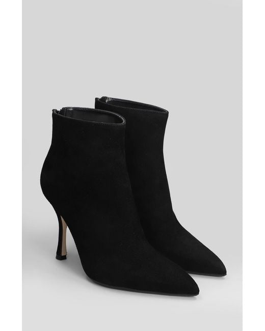 Anna F. High Heels Ankle Boots In Black Suede