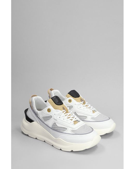 Date Fuga Sneakers In White Leather And Fabric for men
