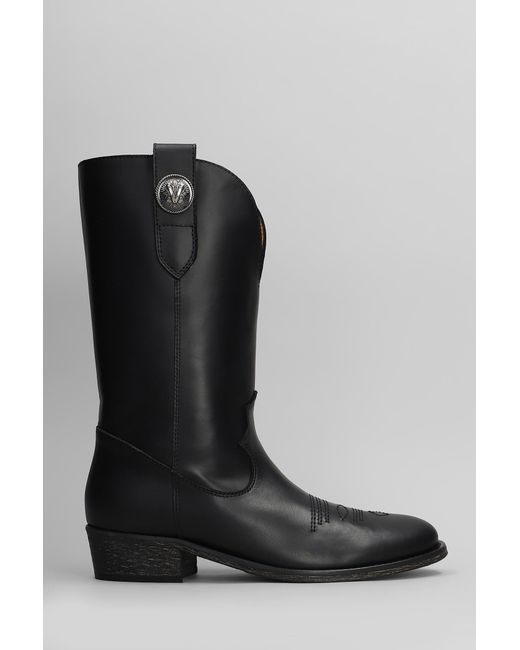 Tronchetti texani in Pelle Nera di Via Roma 15 in Black