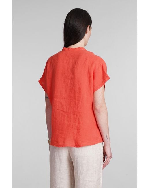 120 Blouse In Red Linen