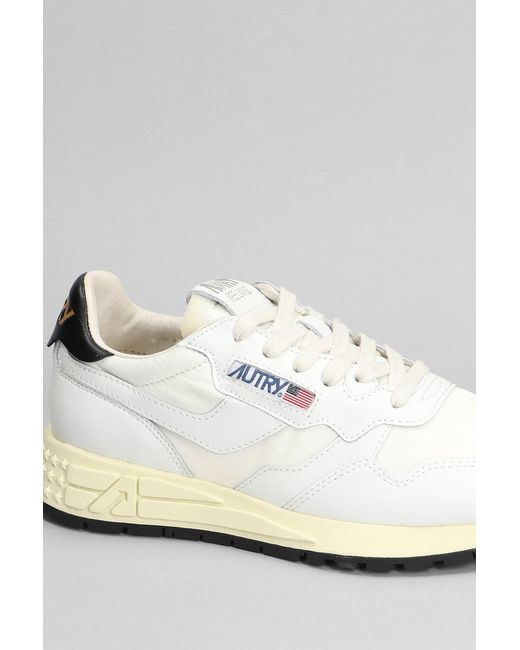 Autry Reelwind Low Sneakers In White Leather And Fabric