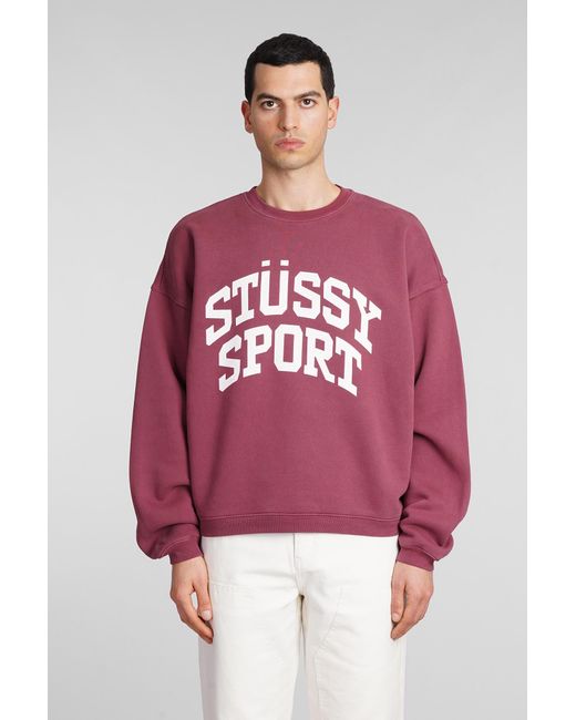 Stussy Red Sweatshirt In Bordeaux Cotton for men