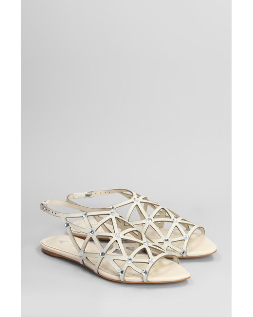 Sandali flats in Nabuk Bianco di Carrano in White