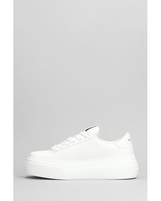 Sneakers City platform in Pelle Bianca di Givenchy in White