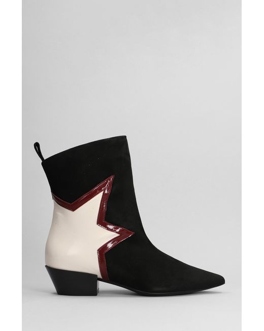 Marc Ellis Low Heels Ankle Boots In Black Suede