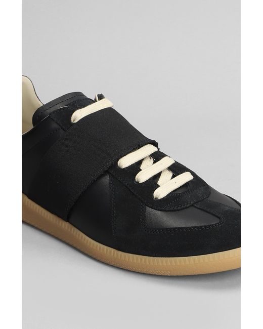 Sneakers Replica in pelle e camoscio Nero di Maison Margiela in Black da Uomo