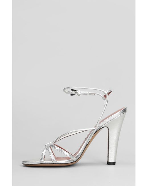 Sandali Bianca 100 in Pelle Argento di Paris Texas in White