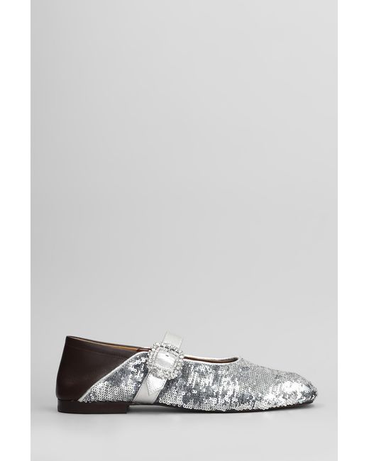 Ballerine Ballerina Buckle in Pelle Argento di Wales Bonner in Gray