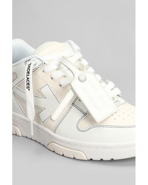 Off-White c/o Virgil Abloh White Out Of Office Sneakers In Beige Leather