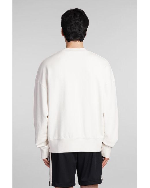 Palm Angels White Sweatshirt In Beige Cotton for men