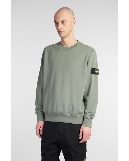 Felpa in Cotone Verde di Stone Island in Green da Uomo