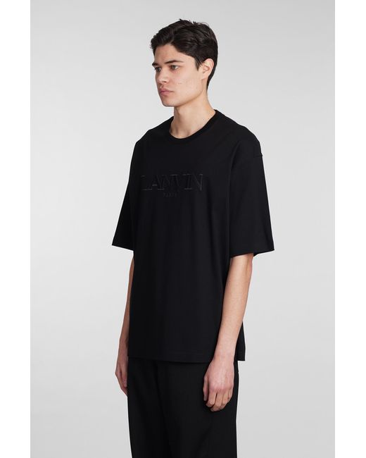 T-Shirt in Cotone Nero di Lanvin in Black da Uomo