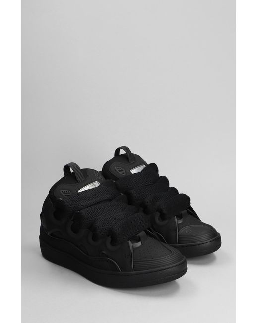 Lanvin Curb Sneakers In Black Leather for men